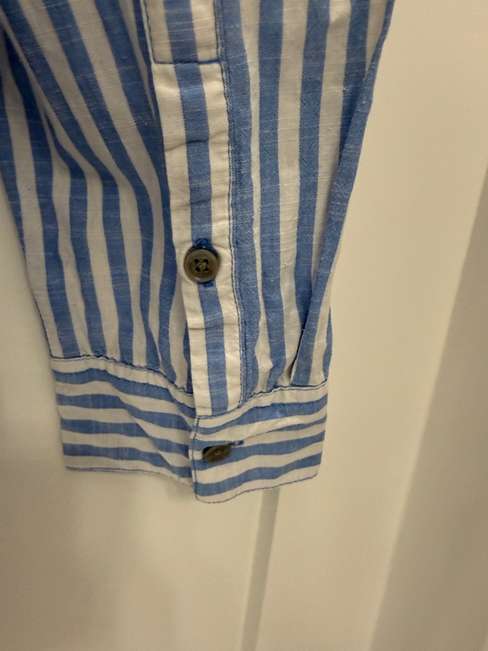 Style & Co. Light Blue and White Vertical Stripe Button-Down 100% Cotton - Picture 4 of 6